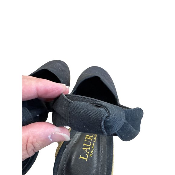 Lauren Ralph Lauren Womens Black Espadrille Wedge Sandals Shoes 7 SKU 7986 - Picture 12 of 12